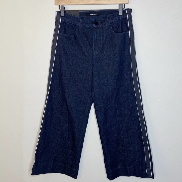 J Brand Liza Mid-rise Dark Denim Crop Culottes - Picture 2 of 6